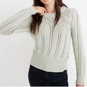 Madewell Pointelle Puff Sleeve Knit Sweater
